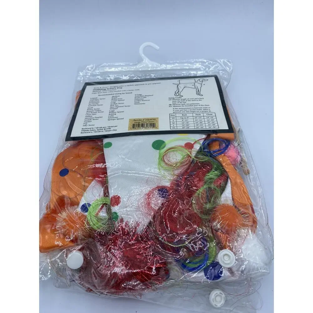 Zack And Zoey Class Clown Dog Costume Sz Large